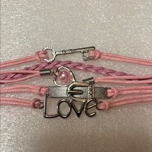 Pink and Silver Love Bracelet
